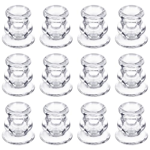 Clear Glass Candle Holders Set of 12-Taper Candlestick Holders Bulk for Wedding, Decoration and Dinning