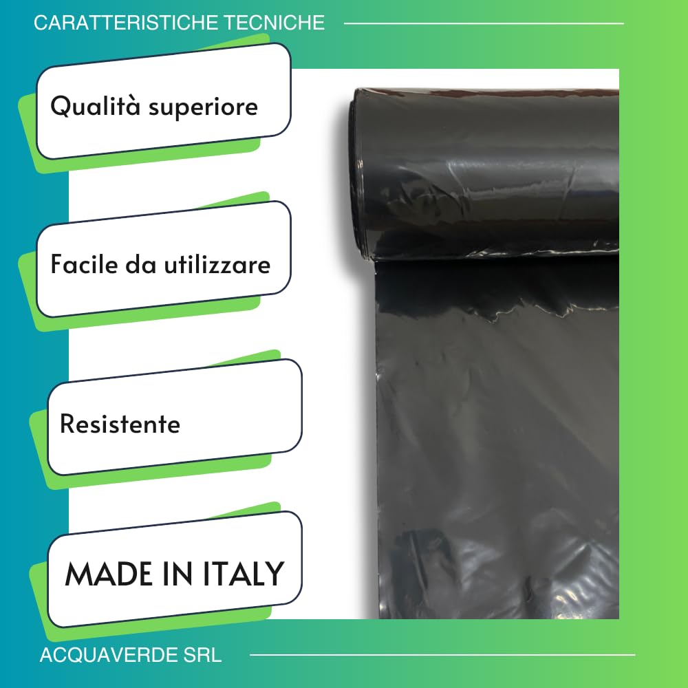 acquaverde | Telo Pacciamatura Antierbacce in Polietilene, Film Pacciamante Nero, Professionale, per Giardinaggio, Orto, Protezione Contro Erbacce, Resistente, Impermeabile (1 x 200 m = 200 m²)