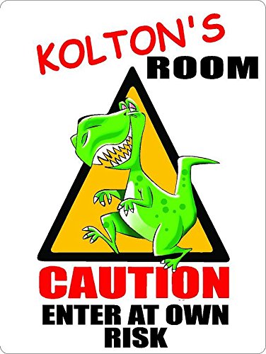 ANY AND ALL GRAPHICS Kolton Caution Enter Dinosaur Kids Room Door décor Sign 7