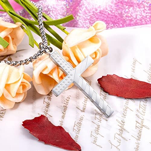 Wolentty Stainless Steel American Flag Cross Necklace Engraved