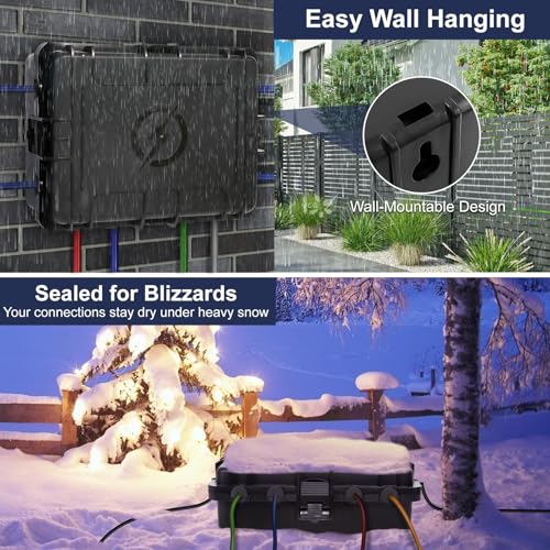 OUTDSPLY Large Outdoor Electrical Box Waterproof, IP54 Extension Cord Cover Weatherproof Outdoor Outlet Covers, Protect Power Strip, Timer Outlet, Plug, Socket, Holiday Light, Black (12 x 9X 5 inch) - Thumbnail 4