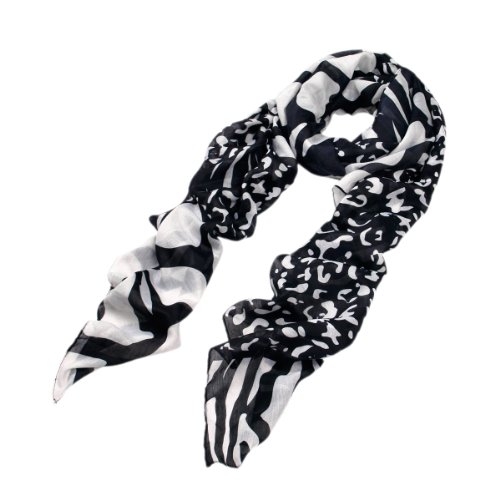 TrendsBlue Elegant Leopard & Zebra Mixed Animal Print Scarf2