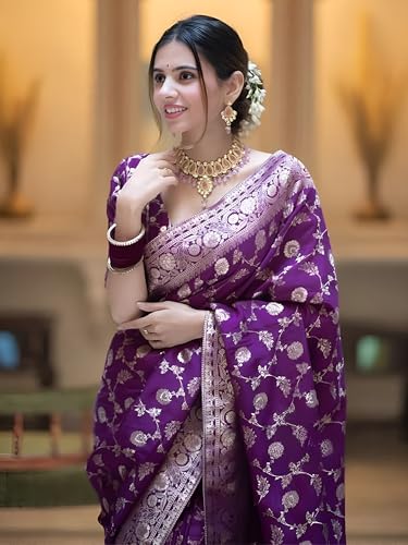 Image of Yashika Women's Pure Kanjivaram Silk Saree Soft Banarasi Style Wedding With Blouse Piece | Saree For Women | New Sari