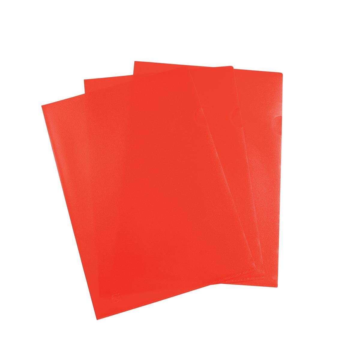 5 Star Office Folder Cut Flush Polypropylene Copy-safe Translucent 120 Micron A4 Red [Pack 25]