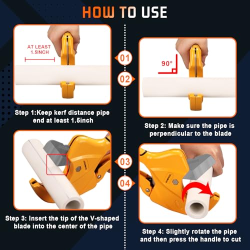 Image of PVC Pipe Cutter, Cuts up to 2-1 /2 inch, Professional Cutting PEX, PVC, and PPR Pipe, Etc, Stainless Steel Blade and Aluminum Alloy Body, One-hand Rapid Cutting Tool for the Pipe