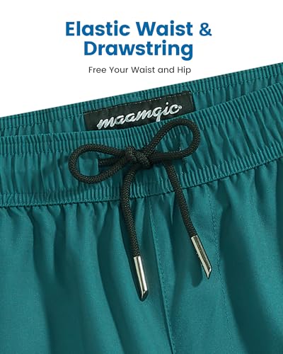 Image of maamgic 5inch Mens Swimming Trunks with Compression Liner 2-in-1 Swim Trunks Stretch Quick Dry Swim Shorts Zipper Pockets