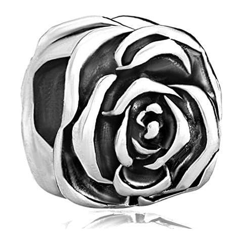 DemiJewelry Rose Flower Charms Bead for European Bracelets Cover