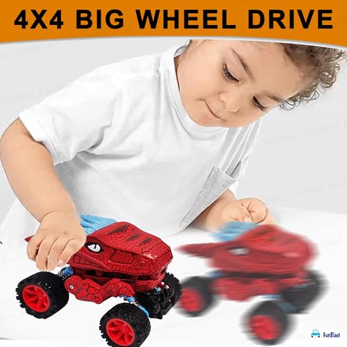 Image of FunBlast Rock Crawler Toy for Kids - 4X4 Big Wheel Drive Push & Go Dinosaur Car Toy, Monster Truck Toys for Kids for 3+ Years Toddlers, Boys, Girls (Red)
