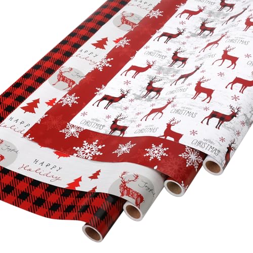 BIOBROWN Christmas Wrapping Paper with Tags and...