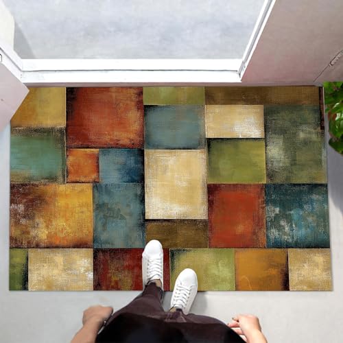 Tapis de porte avant décoratif intérieur avec géométrie abstraite pour porche
