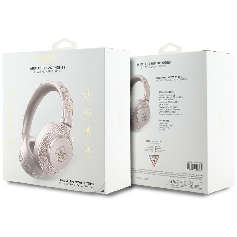 Casque Sans Fil GUESS Bluetooth 4G avec Logo Triangle Rose