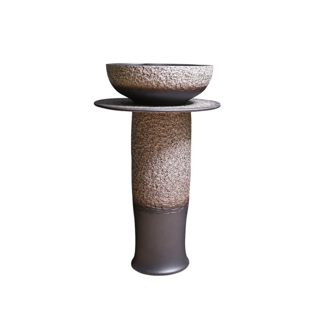Bathroom Sink Balcony Ceramic Pedestal Basin Floor-Standing Bathroom Sink Home Courtyard Sink Bathroom Vanity
