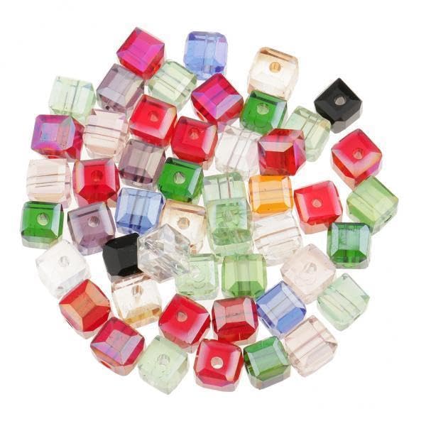 SNAPPSY 2x50pcs 6mm Glass Crystal Square Cube Beads for DIY Jewelry Making Mix Color-picture-44