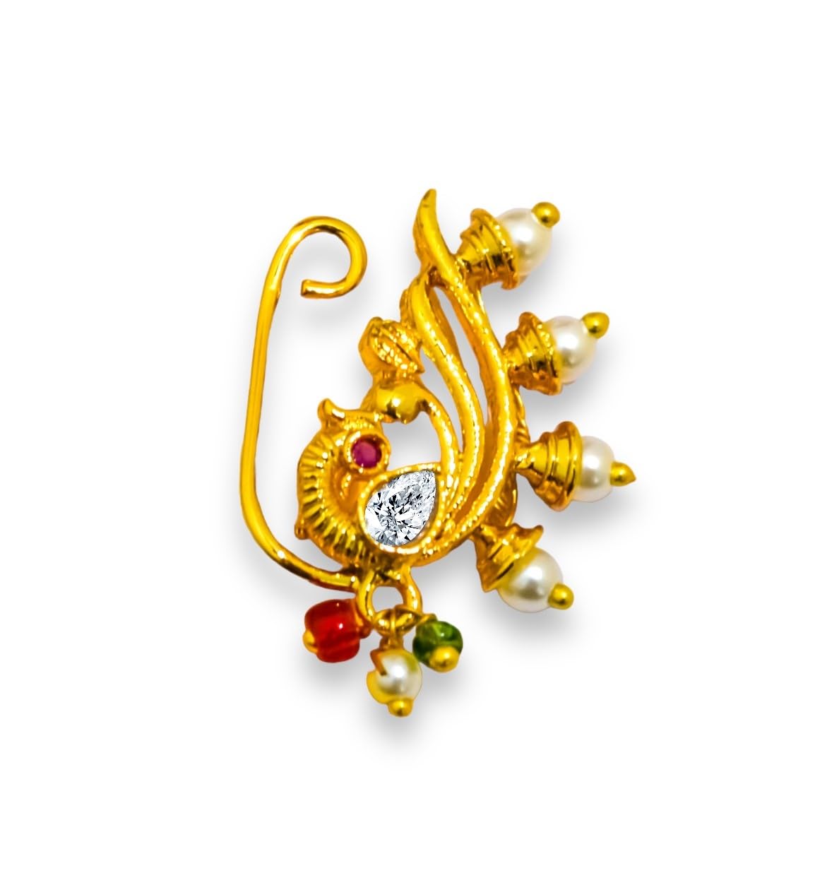 JEWELOPIA Maharashtrian Nath CZ Nose pin Traditional Bridal Wedding Jewellery Marathi Nose Stud non piercing Clip On Press Nath Nose Ring For Girls(White Diamond) (B0CPWGVJGF) Amazon Price History, Amazon Price Tracker