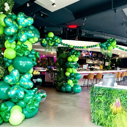 Image of Lukiituke Green Balloons, 60Pcs Dark Green Birthday Balloons | 12in Latex Balloon for Birthday, Graduation, St. Patrick's Day, Jungle Forest Decoration