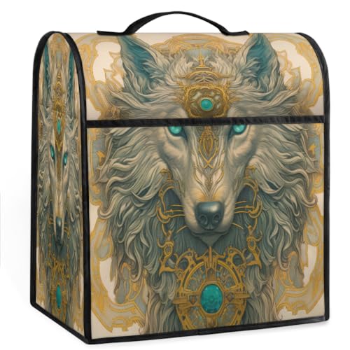 Coffee Maker Cover Vintage Bohemian Wolf Kitchen Appliance Covers Small Appliance Covers Blender Cover Juicer Cover Dust Covers for Kitchen Appliances with Top Handle and Pockets,Washable,B775