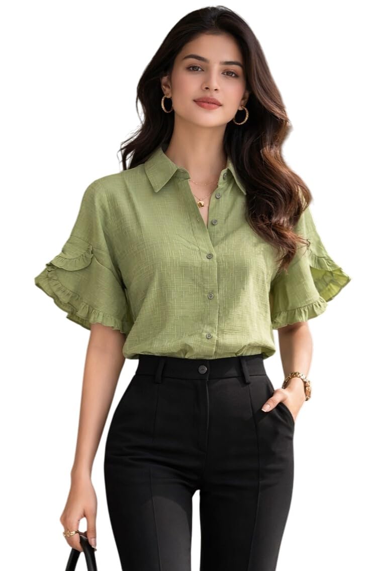 Women Solid Polyester Green Shirt-image-44
