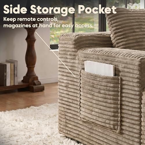 Image of 140 inch Modular Sectional Sofa Couch, Oversized U Shape Cloud Couch with 2 Ottomans, Storage and Cupholders, Corduroy Sofa Boneless Couches for Living Room, No Assembly Required, Camel