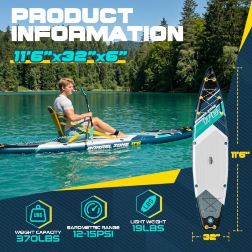 Image of 11'6 inch Inflatable Stand Up Paddle Boards, Premium SUP Accessories, Non-Slip Comfort Deck for Youth & Adults
