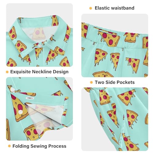 Image of visesunny Funny Boy's 2 Pieces Shirt and Short Set Casual Shirts Short Sleeve Beach Shorts Summer Outfits for 3-10 Years Kids