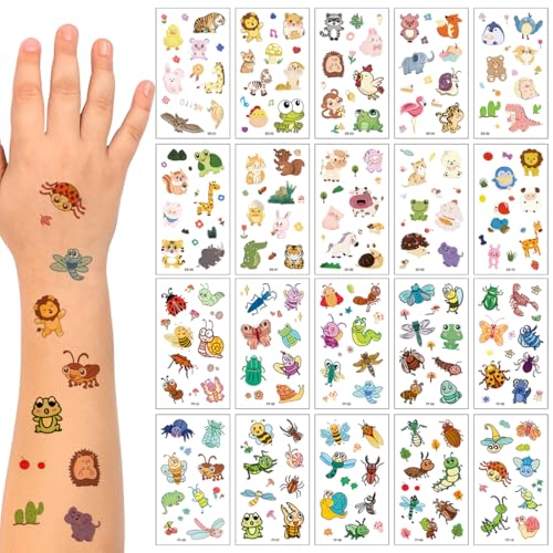 COYUN 20 Hojas Tatuajes Temporales Luminosos, Pegatinas Infantiles de Purpurina Para Decor Fiesta Para Niños, impermeables