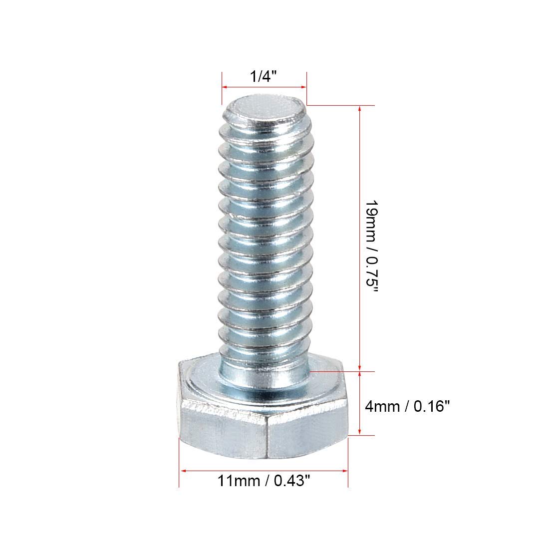 Bulloni Esagonali Zincati 1/4-20 Bulloni Esagonali Grado 5 Zincati - Lotto Da 500 Pezzi, Misura 1/4-20 X 3/4 Pollici, Filettatura Completa Bulloni Filettatura Completa 20 - Foto 3