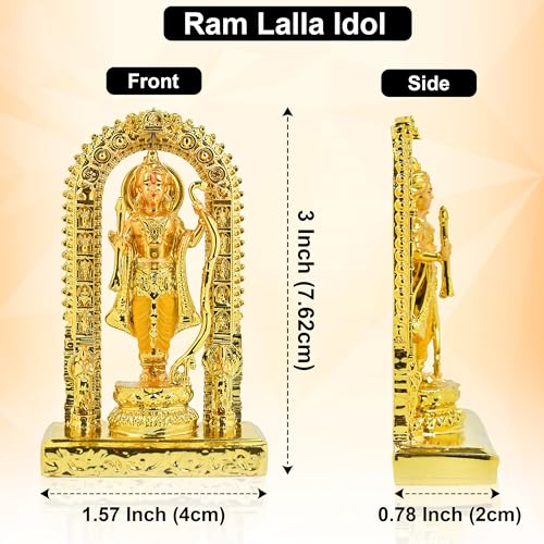 Image of HindCraft Ram Lalla Ayodhya Idol Statue - Metal Shree Ram Lalla Murti Home Decor, Office, Pooja, Temple, Housewarming Gift - Decorative Ram Idol for Living Room, Gift Item