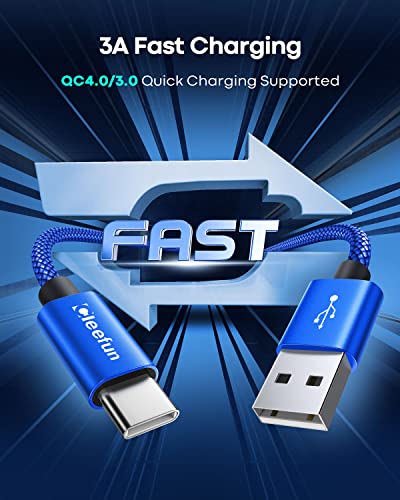 CLEEFUN Cavo USB C [1m, 2 Pezzi], 3 A USB Tipo C a USB A Cavo di Ricarica Rapida con Treccia di Nylon per Galaxy S10 S9 S8 S22 S21 S20 A13 A22 A52 A53 A32 A50 A51
