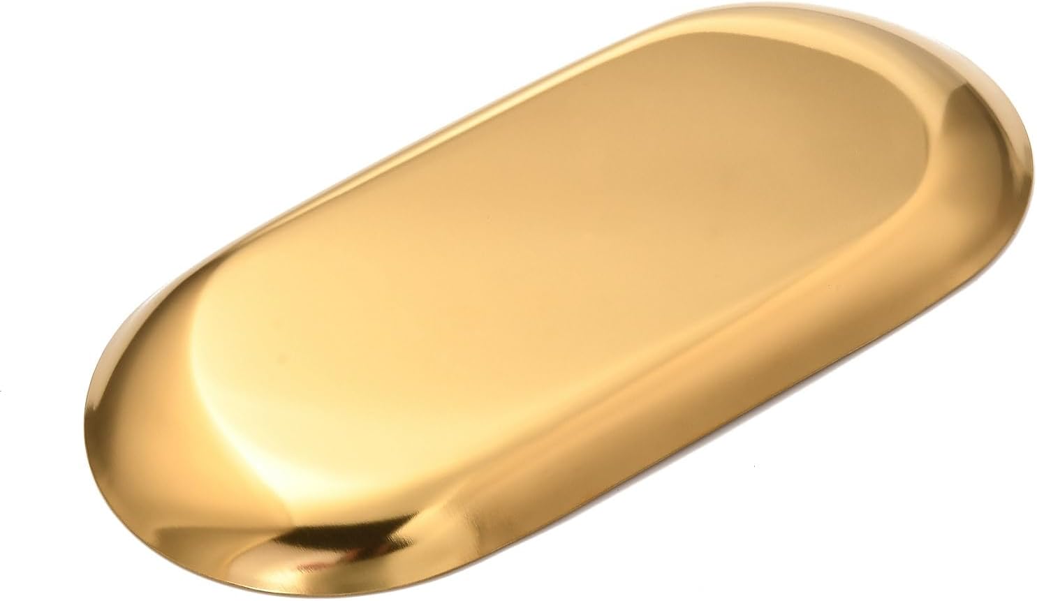 Ipotkitt 5 pcs Golden Color Oval 430 Stainless Steel Jewelry Display Plate Cosmetics Organizer Storage Jewelry Dish Tray for Earrings Ring Necklace Bracelets Selling Home Decor