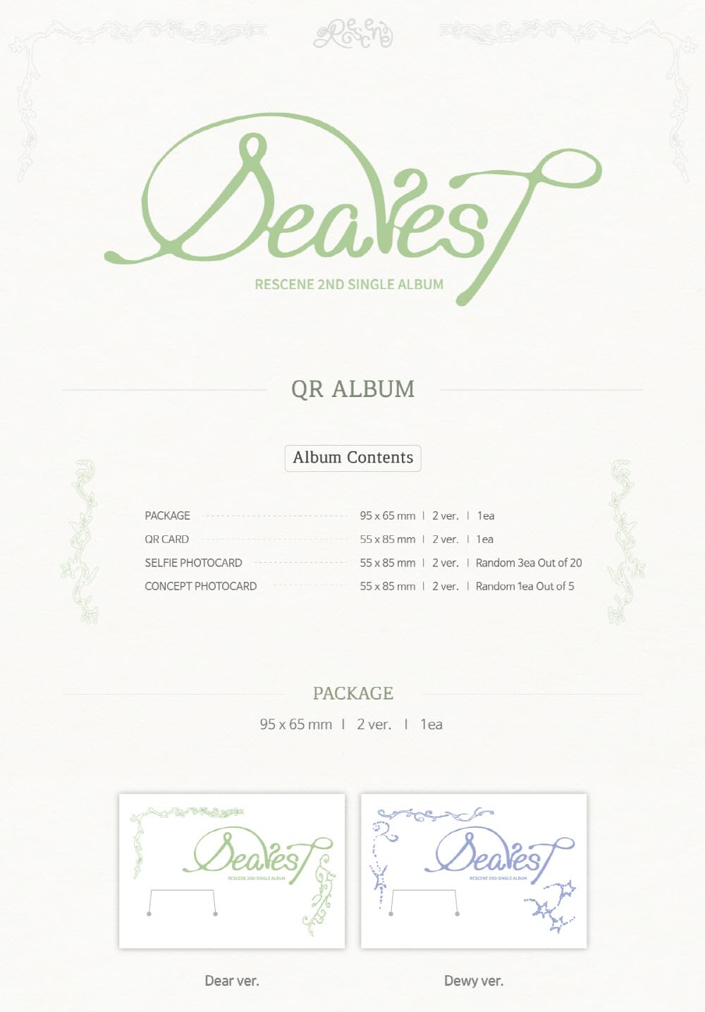 Amazon.co.jp: リセンヌ Rescene - 2nd Single Album Dearest QR