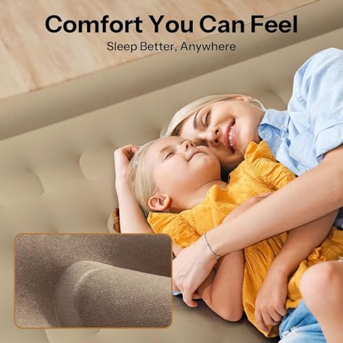 Image of Single Air Bed Inflatable Mattress with Free Electric Pump Quick Self-Inflation /Deflation Guest Air Mattress Blow up Bed for Home Camping Versatile Sofa Cum Air Bed