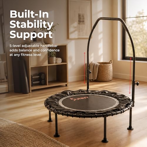 Sunny Health & Fitness 40” Bungee Exercise Trampoline, Adjustable Handlebar - image 4
