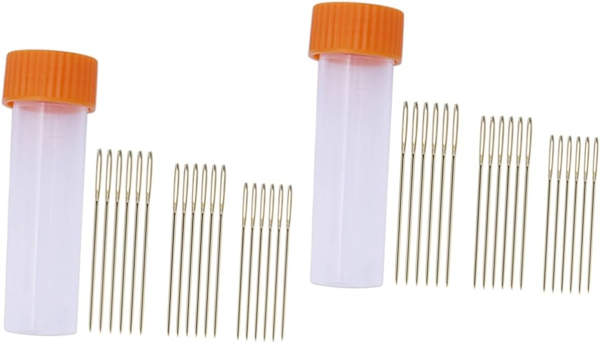 Tofficu 36pcs DIY Yarn Knitting Needles Large Hole for Poor Eyesight Coordination Carbon Steel Embroidery Needles Cross Stitch Sewing