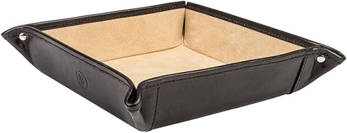 Maxwell Scott - Organizador de escritorio de cuero de lujo  The Ilario  Hecho a mano en Italia, Negro -