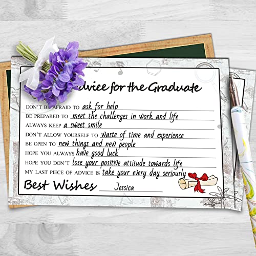 Image of Graduation Wish & Advice Cards - 50PCs Graduate Party Supplies Advice Card for Class of 2026 Graduations Party, Graduation Favors Cardes for High School /College /Senior School