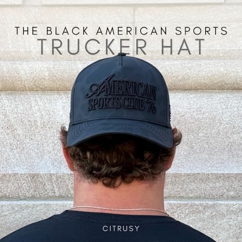 Image of CITRUSY Athletic Trucker Golf Hat | Performance Mens 5 Panel Cap | Cool Breathable Waterproof Workout Running Snapback