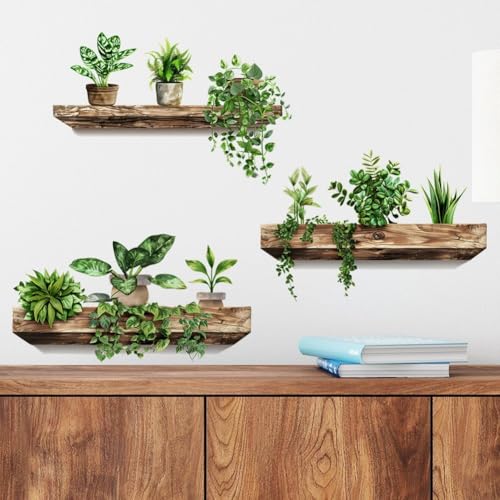Adhesivos de pared 3D plantas verdes 27x39 cm