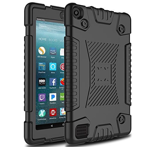Amazon Fire 7 Case, AMENQ [Friendly Grip]Light Weight Anti-Slip Shockproof Soft Silicone Kid Friendly Case Cover for Amazon Fire HD 7 (Black)