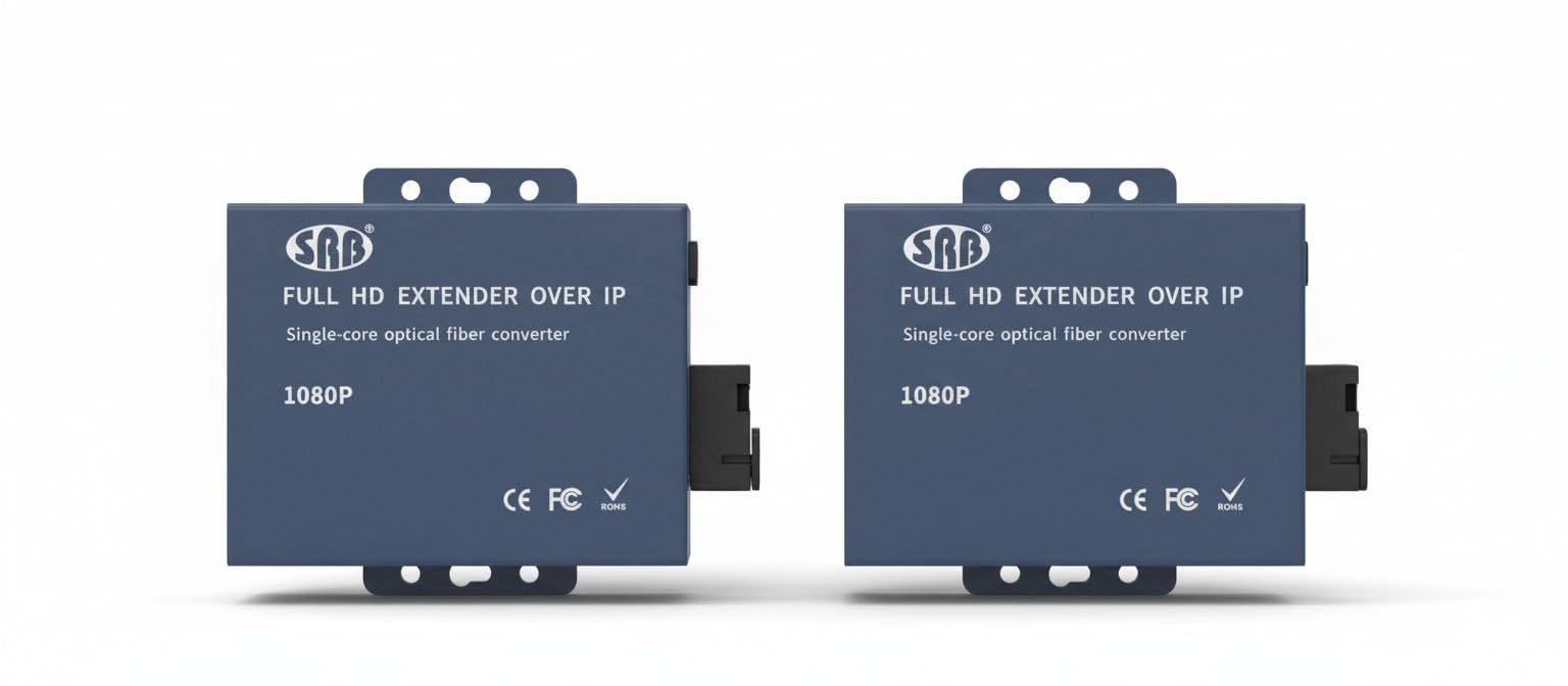 srb hdmi fibre extender, 20km range, 1080p/60hz, single-core optical, point-to-point audio video sync