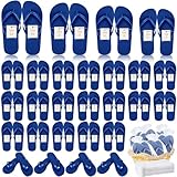 Unittype 24 Pairs Flip Flops Bulk for Wedding Guest Slippers Wedding Flip Flops with Cards Bags for Pool Beach Party(Dark Blue)