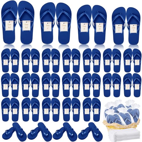 Image of Unittype Flip Flops Bulk for Wedding Guest Slippers Wedding Flip Flops with Cards Bags for Pool Beach Party