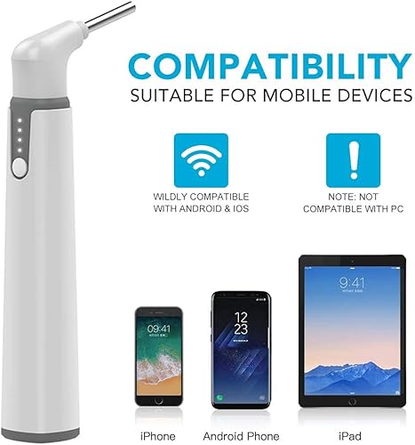 Miniatura 4 de Otoscopio inalámbrico, alcance de oído con cámara de oído HD 720P y 6 luces LED, herramienta de eliminación de cera de oído con giroscopio,