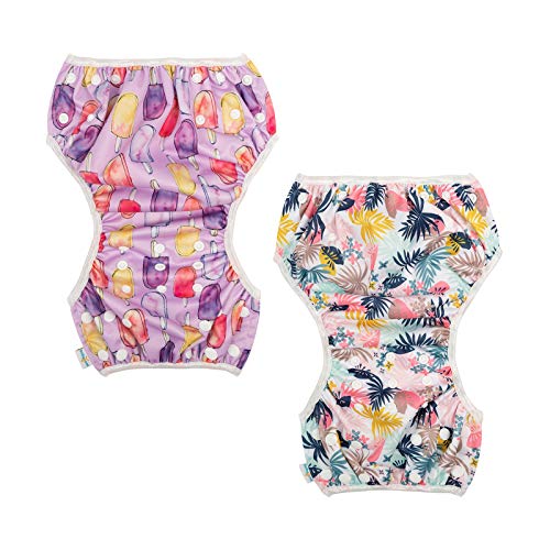 Image of Babygoal Baby Girl Swim Diapers, Reusable Adjustable Washable Swim Underwear Fits 8M-3T Baby Girls Gifts and Swimming Lessons