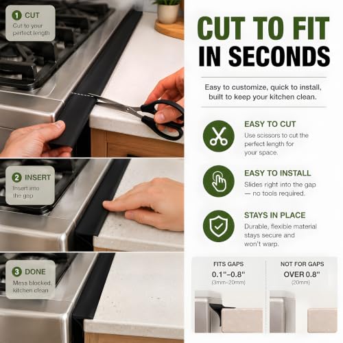 Image of Stove Gap Covers Silicone Stove Gap Filler - 25 Inch Oven Counter Gap Cover