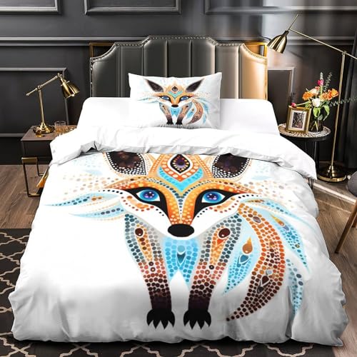 Parure de lit renard 3 pièces housse de couette microfbre