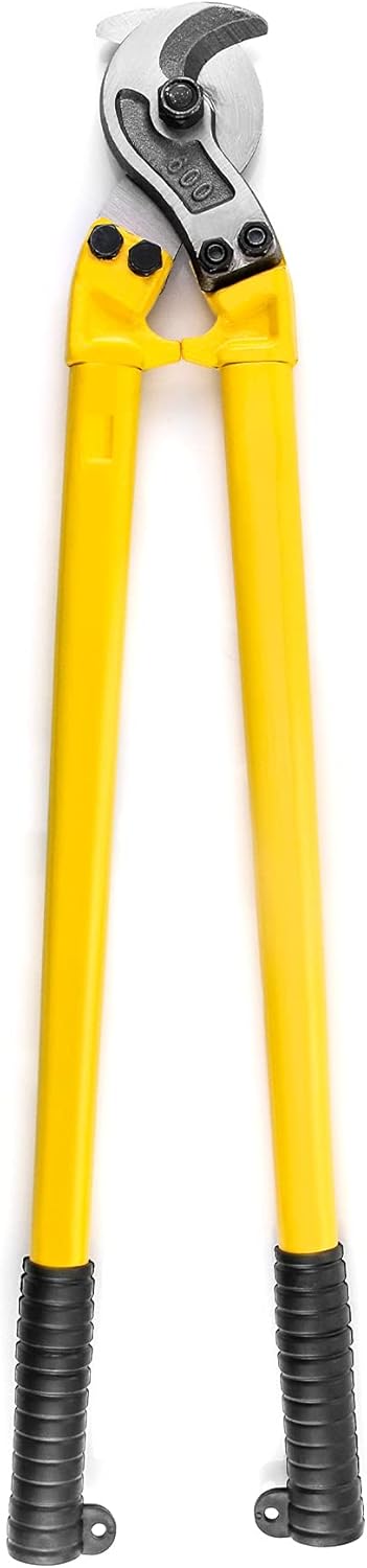 QWORK 24 Inch Shear-Cut Cable Cutter - for Soft and Hard Steel Cable, Wire Rope