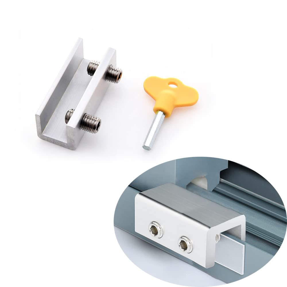 Sctmda Schuifbare raamsloten, stopper, verstelbare schuifdeur, slot, aluminiumlegering, deurkozijn, veiligheidsslot, raamslot met sleutel, 4 stuks voor veiligheid en anti-diefstal