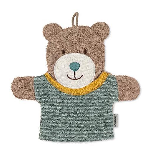 Sterntaler Gant de Toilette de Jeu Ours Ben, Dimensions : 24 x 24 cm, Vert Moyen