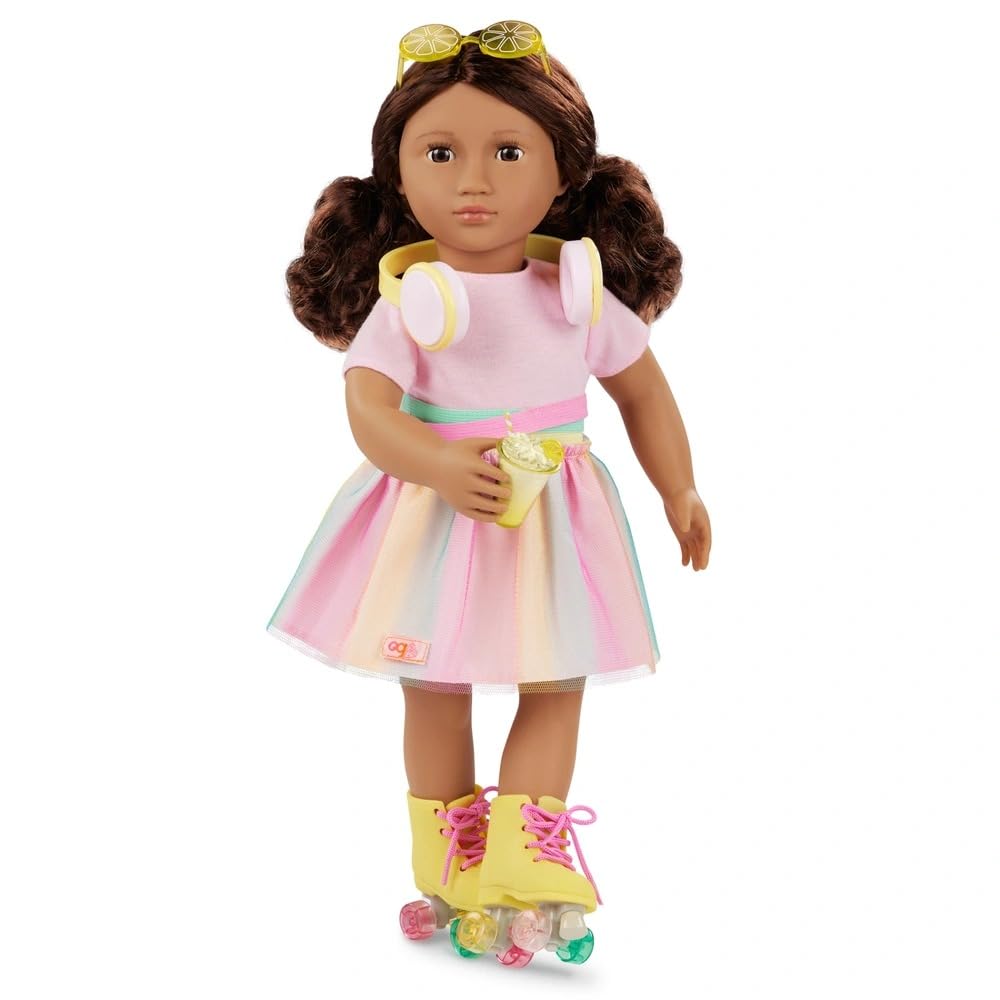 Our G Deluxe 18-inch Doll Outfit Set with Roller Skates, Pink Summer Dress and Lemonade Accessories
