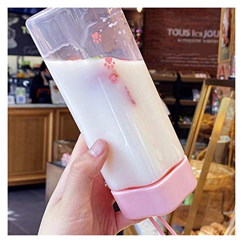 Water Cup Nieuwe Mooie Waterfles Creatieve Leuke Transparante Plastic Melk Drinkbeker Draagbare Anti Fall Cups Met Handvat (Capaciteit: 500 ml, Kleur: Blauw) - Image 6